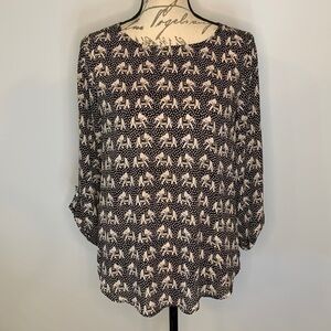 Stitch Fix Pixley tab sleeve elephant print top measures like medium